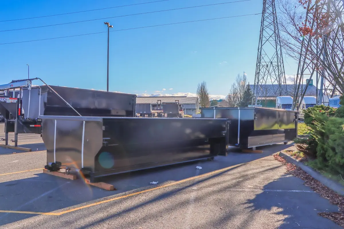 Roll-off dumpster ready for waste disposal at job site for Construction Dumpster Rental in West Deptford
